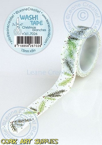 Leane Creatief Washi Tape Christmas Branches, 15mm x 5m.