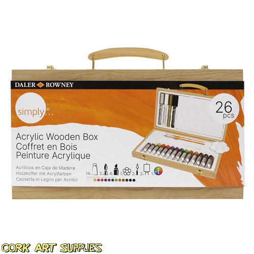 Daler Rowney Simply Acrylic Wooden Box 26pk
