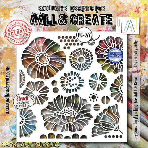 Aall And Create Dentelle Florale 6x6 Inch Stencil Coquelicots Jolis by Azoline