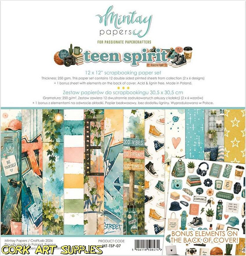 Mintay Teen Spirit 12x12 Inch Scrapbooking Paper Set