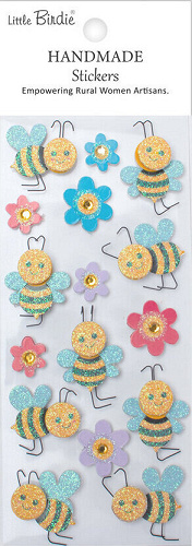 Little Birdie Handmade Stickers Bee Buzz 16pcs