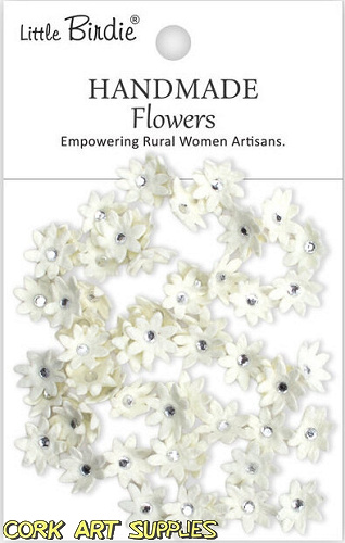 Little Birdie Handmade Flowers Micro Jewlled Florettes Ivory Pearl 60pcs
