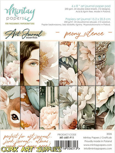 Mintay Art Journal Paper Pad 6x8 Inch Peony Silence