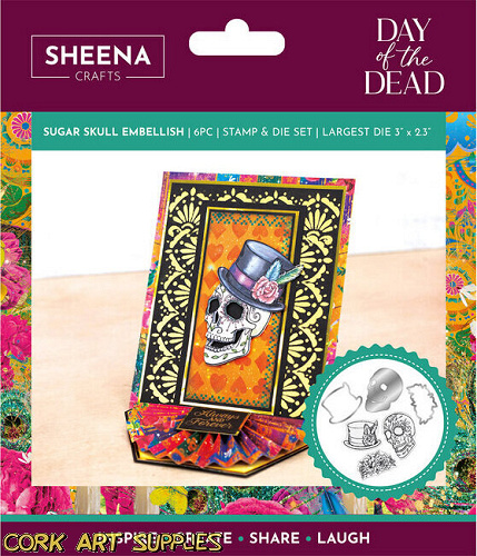 Crafter's Companion Day of The Dead Stamp & Die Sugar Skull Embellish