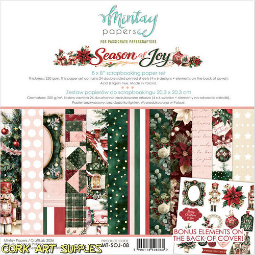 Mintay Season of Joy 8x8 Inch Scrapbooking Paper Set
