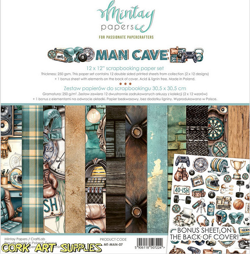 Mintay Man Cave 12x12 Inch Scrapbooking Paper Set