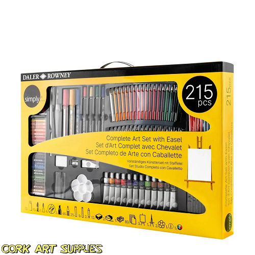 Daler Rowney Simply Complete Art Set with Easel 215 Pieces