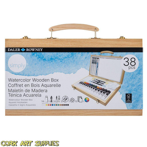 Daler Rowney Simply Watercolour Wooden Box 38 Pieces