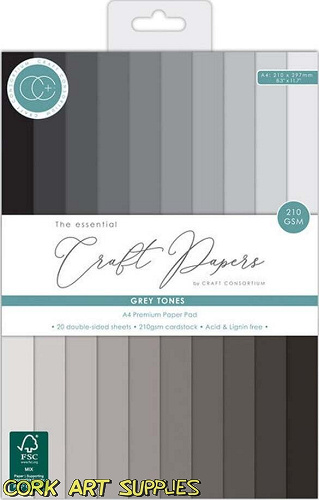 Craft Consortium The Essentials A4 Premium Cardstock Pad Grey Tones