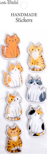 Little Birdie Handmade Resin Stickers Meow Pals 7pk