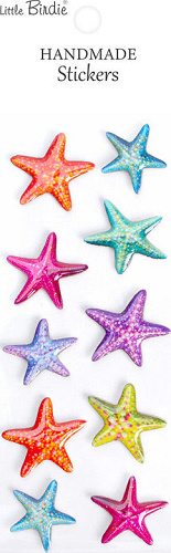 Little Birdie Handmade Resin Stickers Rainbow Starfish 10pcs