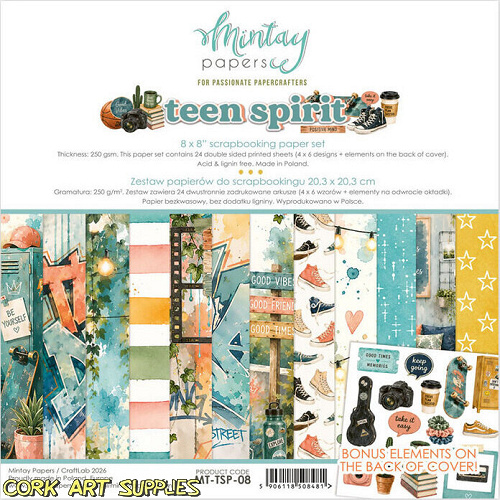 Mintay Teen Spirit 8x8 Inch Scrapbooking Paper Set