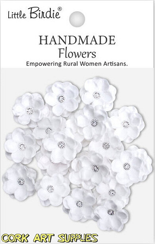Little Birdie Handmade Flowers Twinkle Frosty White 20pk