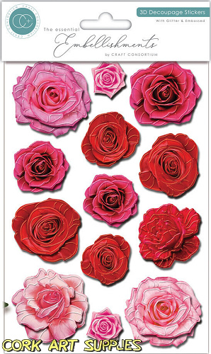 Craft Consortium 3D Decoupage Stickers Flowers