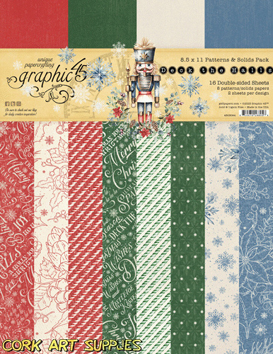 Graphic 45 Deck The Halls 8.5x11 Inch Patterns & Solids Pack