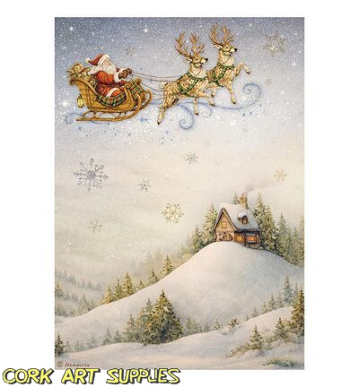 Stamperia Rice Paper A4 Silent Night Santa Claus And Sleigh