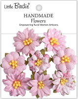 Little Birdie Handmade Printed Paper Flowers Vinita Pink Symphony 8pcs