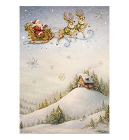 Stamperia Rice Paper A4 Silent Night Santa Claus And Sleigh